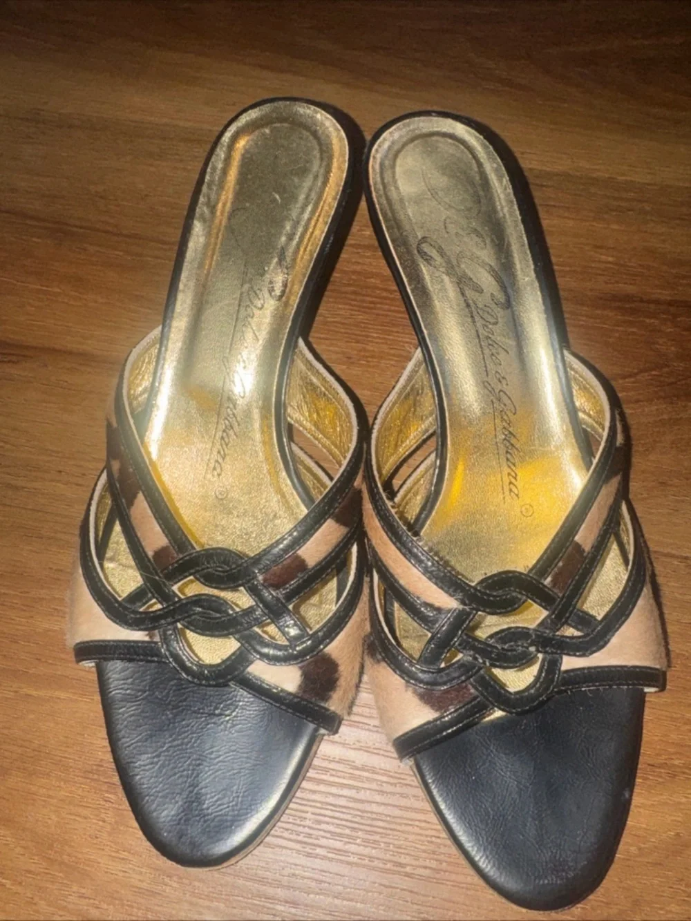 Dolce & Gabbana Vero Cuoio Leopard Print Open Toed Sandal Heels wns Size 8